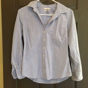 J-Crew Blue and White Striped Button Down